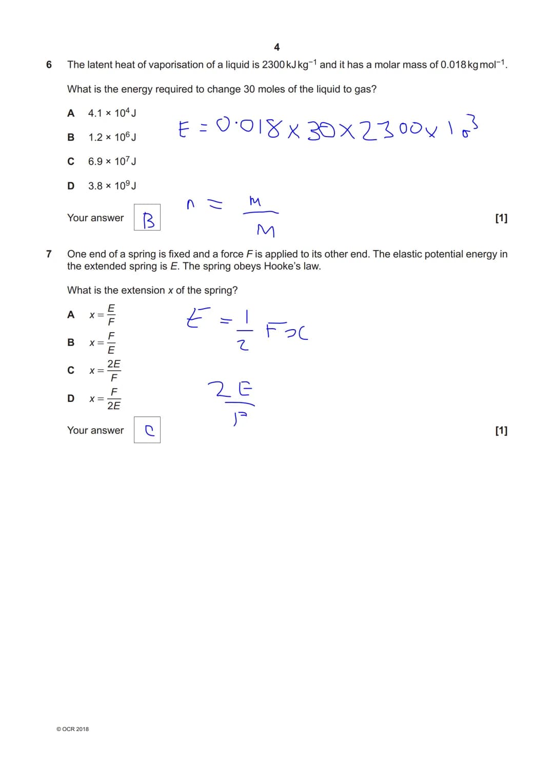 6904971953
OCR
Oxford Cambridge and RSA
A Level Physics A
H556/01 Modelling physics
Monday 4 June 2018 - Afternoon
Time allowed: 2 hours 15 