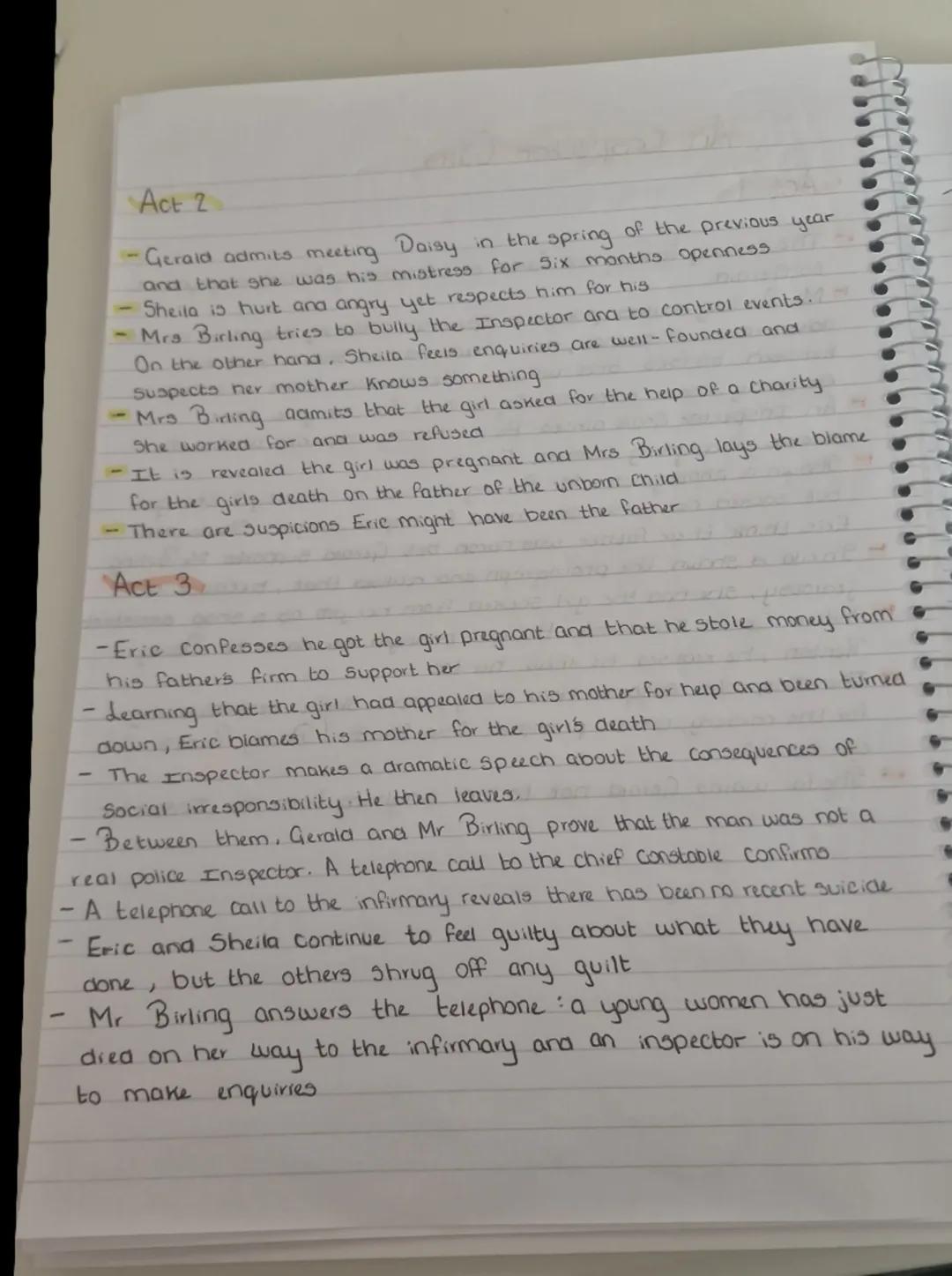 An Inspector Calls
Act 1
-The birting family and Gerala are Celebrating Sheila's engagement
to Geraia
-Mr Birling makes pompous Speeches out