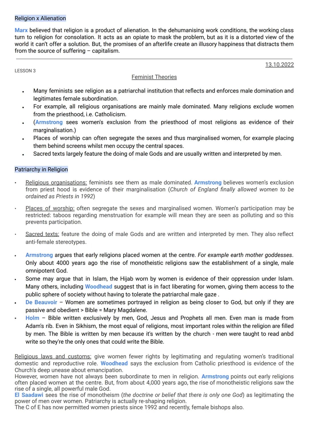 LESSON 1
Theories of Religion
Different theoretical views on the role and function of religion, e.g. functionalist, Marxist (including neo-M