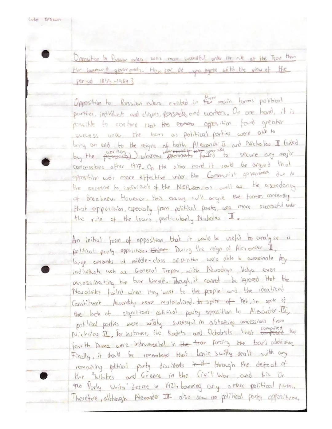 Opposition to
Russian rulers was
How far do you agree with this view of the period 1853-1964?
Introduction
Answer to the question directly
O