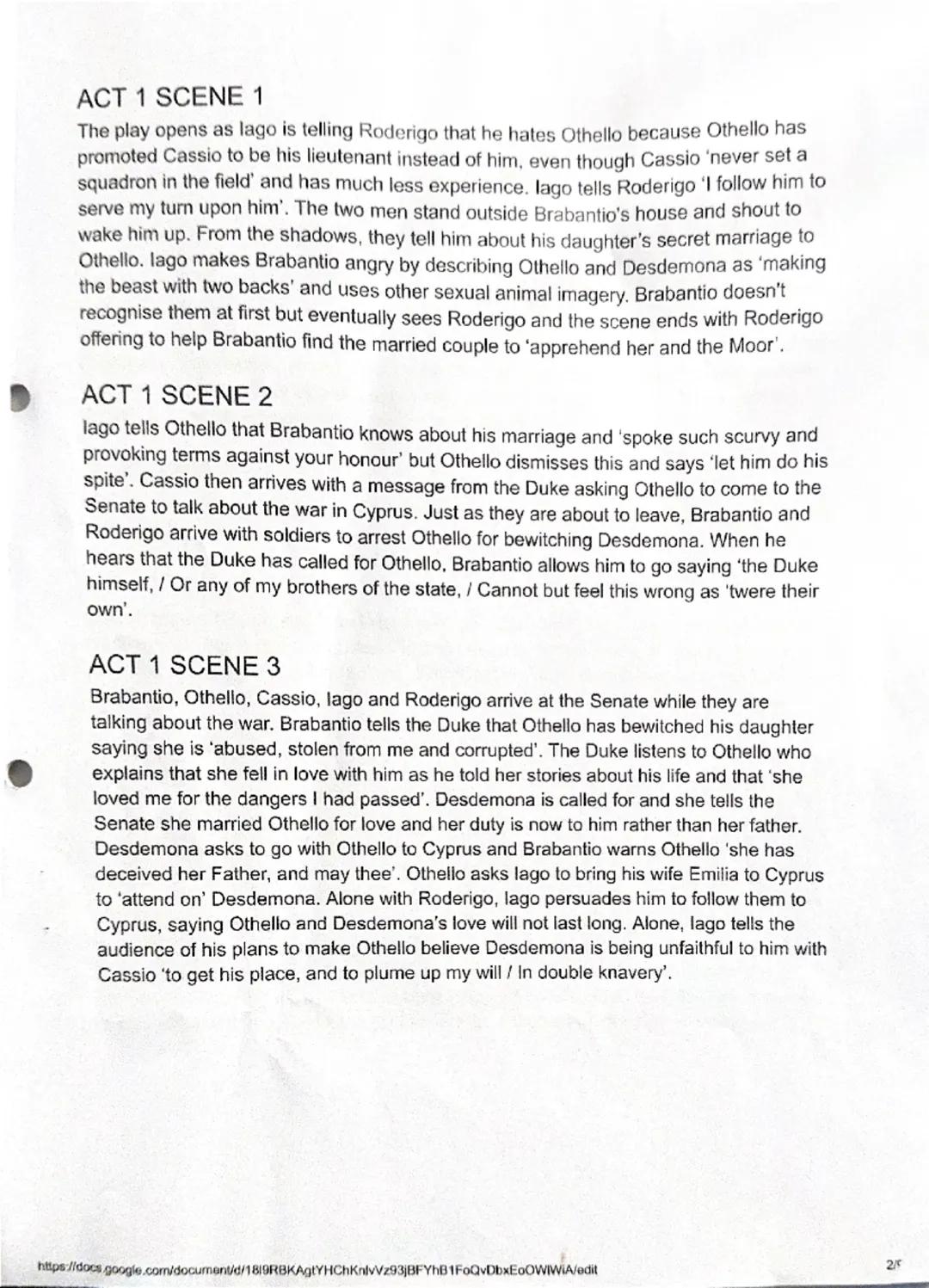 Othello- a detailed summary 