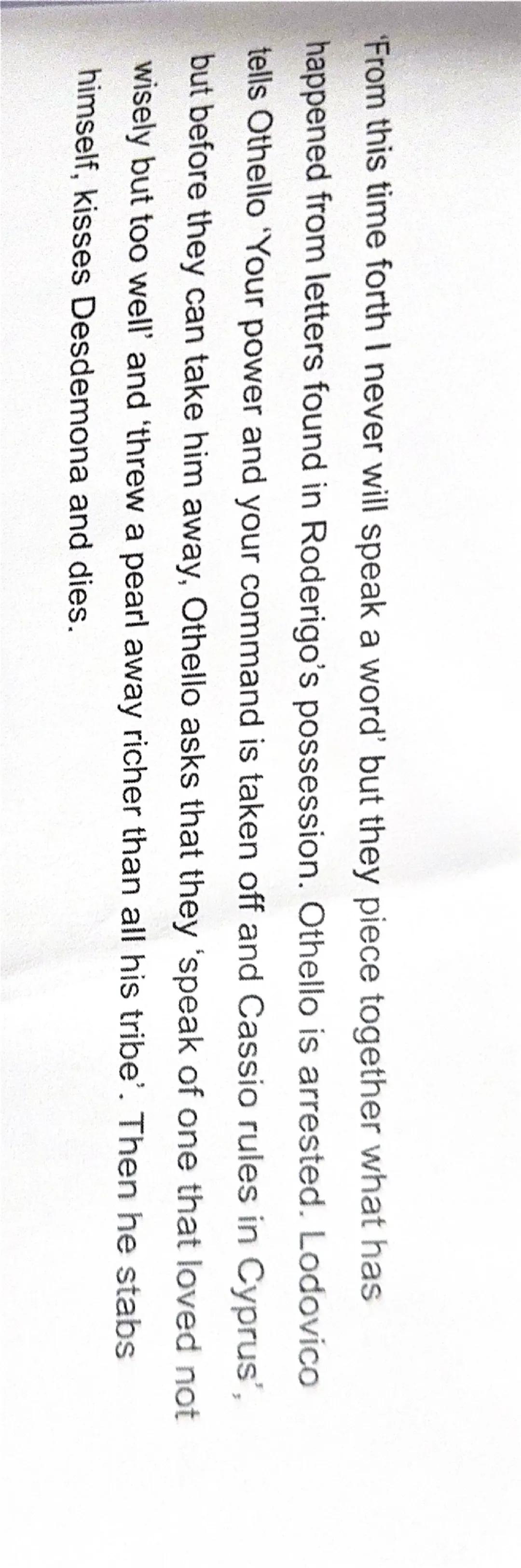 ACT 1 SCENE 1
The play opens as lago is telling Roderigo that he hates Othello because Othello has
promoted Cassio to be his lieutenant inst