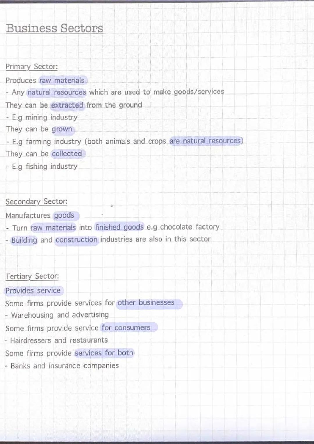 AQA Business in the Real World - Business Sectors