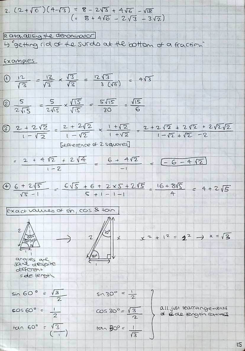 1
Surds
What is a surd?
A Surd is a roots that you can't write as an integer fracta
(irrational).
reg. √2 = 1.414235...
Multiplying and divi