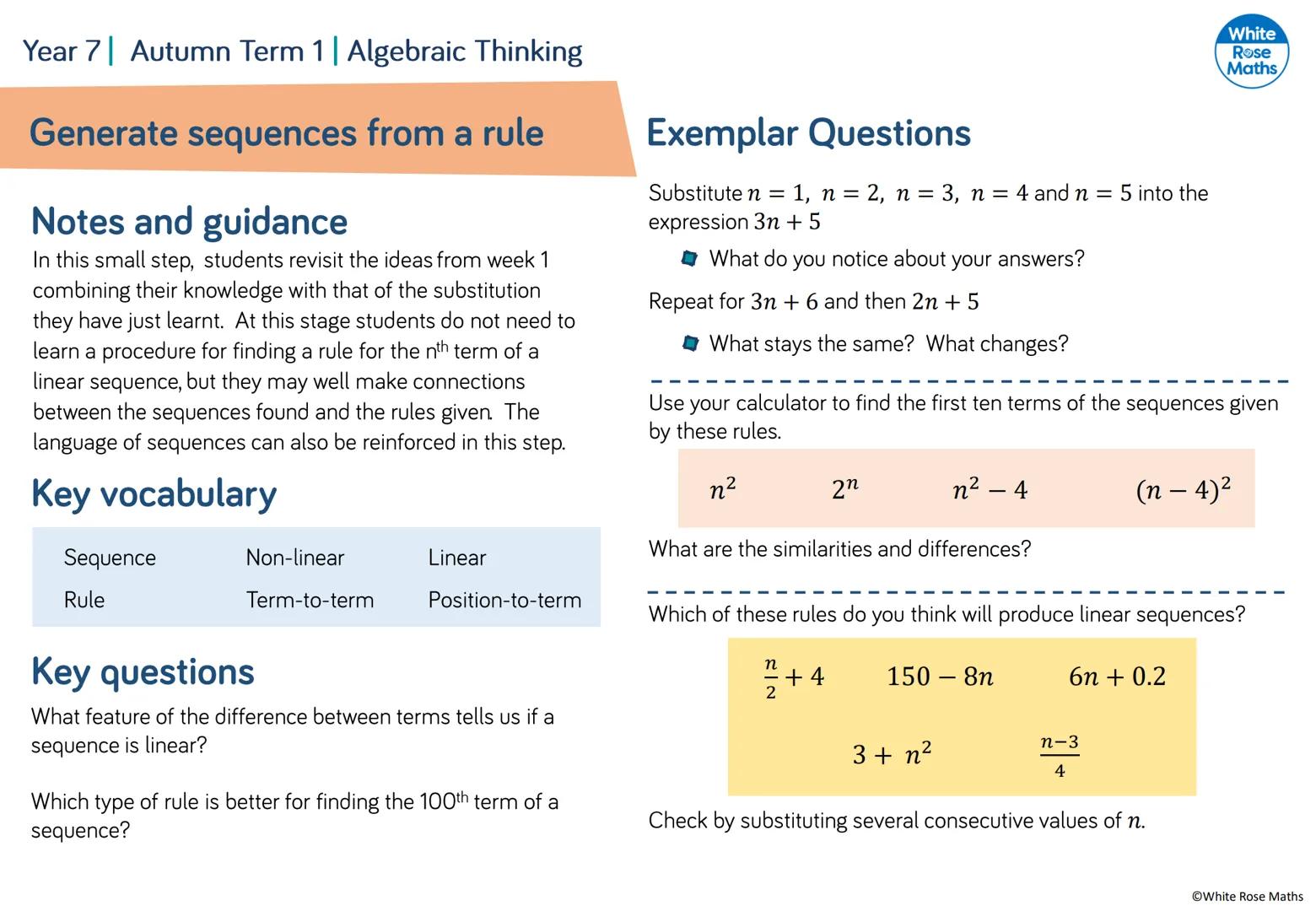 Algebraic Notation
Year 7
#MathsEveryoneCan
2019-20
White
Rose
Maths WRM - Year 7 Scheme of Learning
Autumn
Spring
Summer
Week 1
Week 2 Week