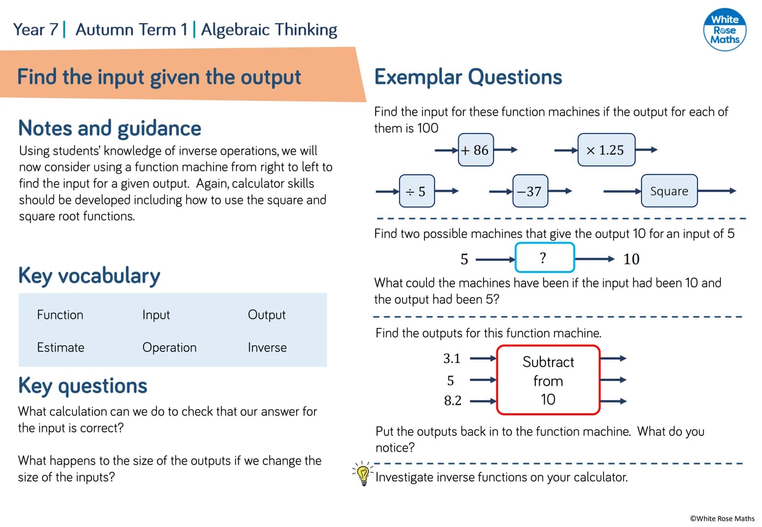 Algebraic Notation
Year 7
#MathsEveryoneCan
2019-20
White
Rose
Maths WRM - Year 7 Scheme of Learning
Autumn
Spring
Summer
Week 1
Week 2 Week