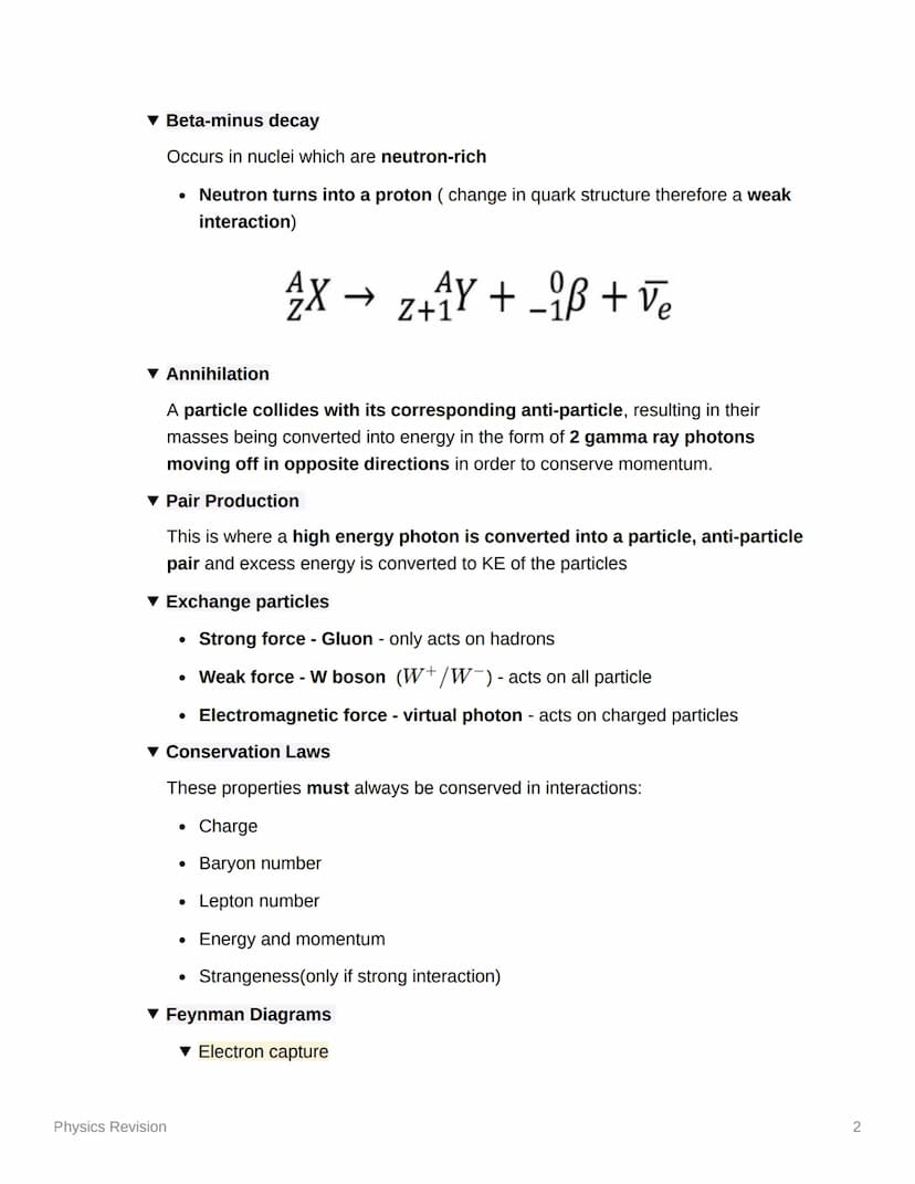 y
Phoyotas
Physics Revision
Paper 1
▾ Particle physics
▼ Classification of particles
• Hadrons - experience SNF and are formed by quarks
o B