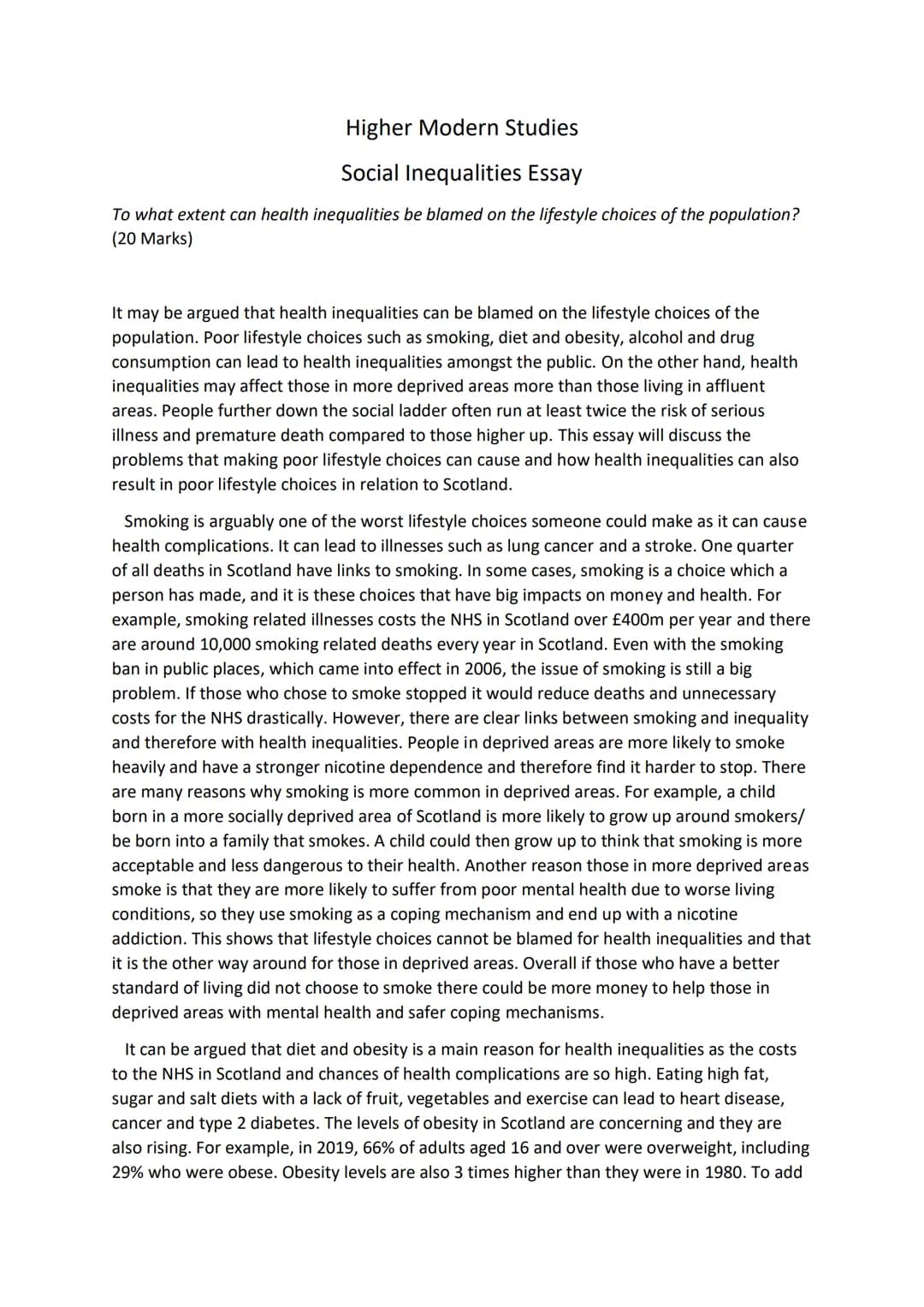 
<p>The issue of health inequalities in society is complex and multifaceted, with a range of factors contributing to disparities in health o