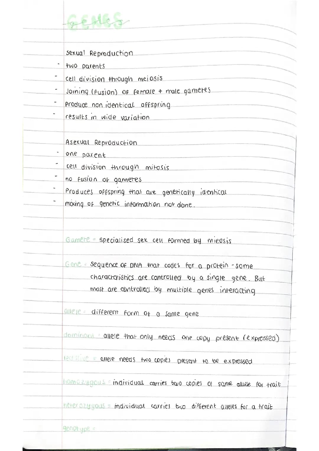 Biology paper 2 -genes 