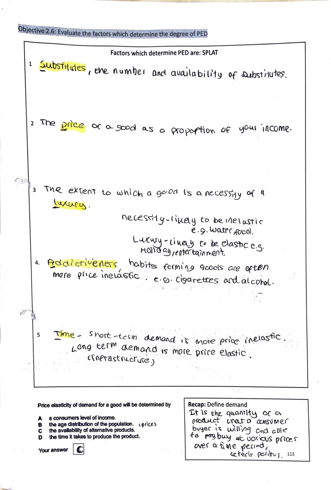 Objective 2.6: Explain what is meant by elasticity
Elasticity-the sensitivity of demand and supply
measures the responsiveness
Definition: E