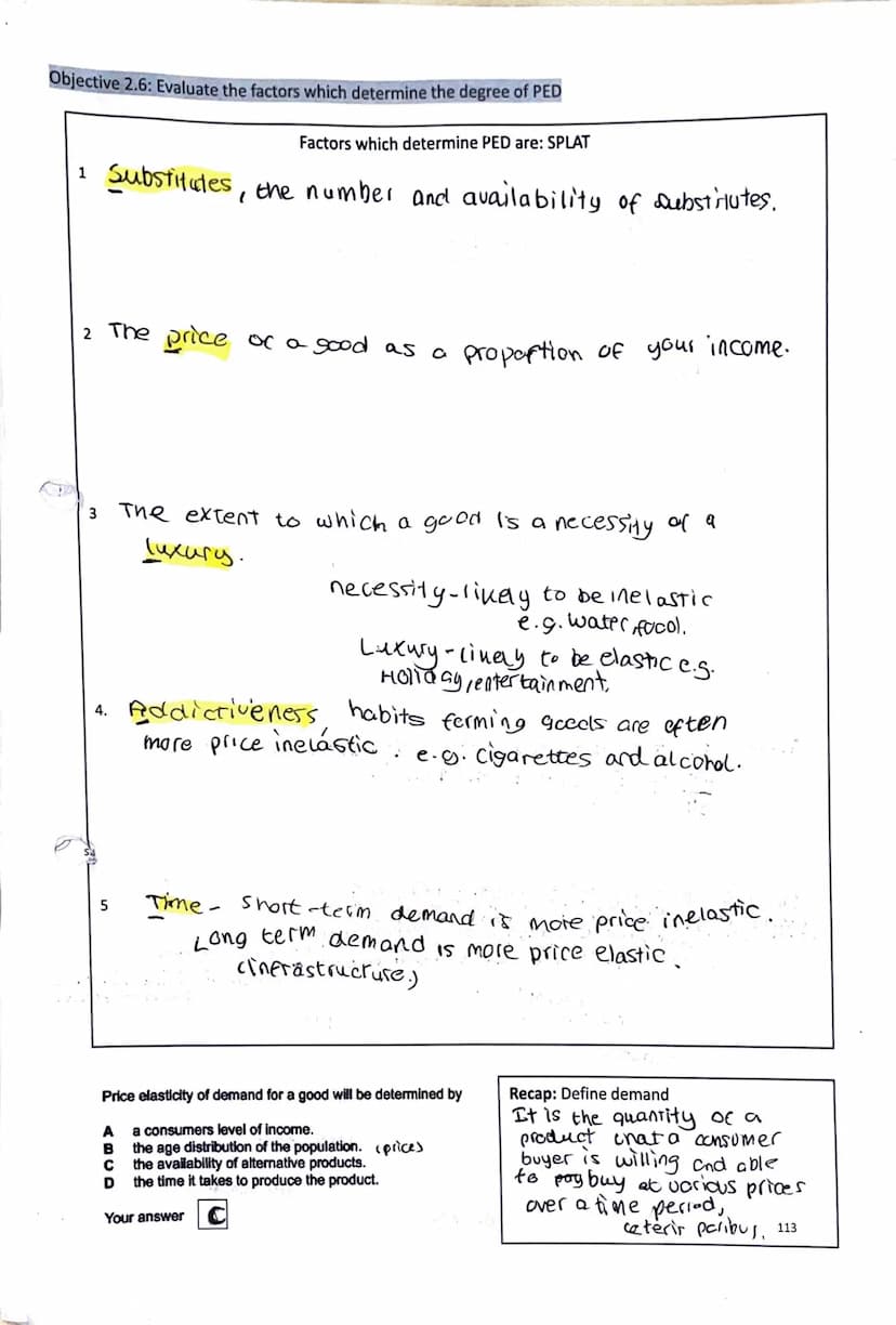 Objective 2.6: Explain what is meant by elasticity
Elasticity-the sensitivity of demand and supply
measures the responsiveness
Definition: E