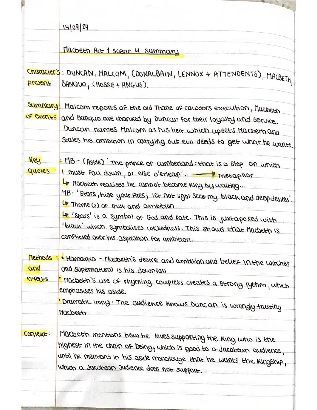 Macbeth Act 1 Scene 4 Summary