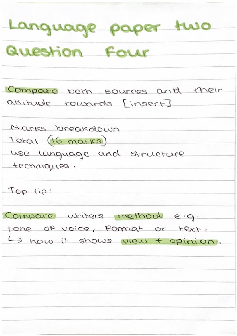Language paper 2
question one
Shade / highlight & true statements
Marks
나
breakdown:
marks
Top tips:
Have
extract
next
10
the questions
and
