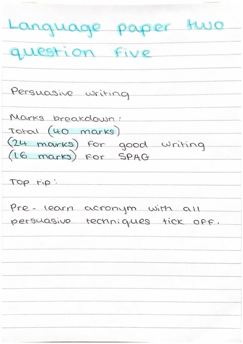 Language paper 2
question one
Shade / highlight & true statements
Marks
나
breakdown:
marks
Top tips:
Have
extract
next
10
the questions
and
