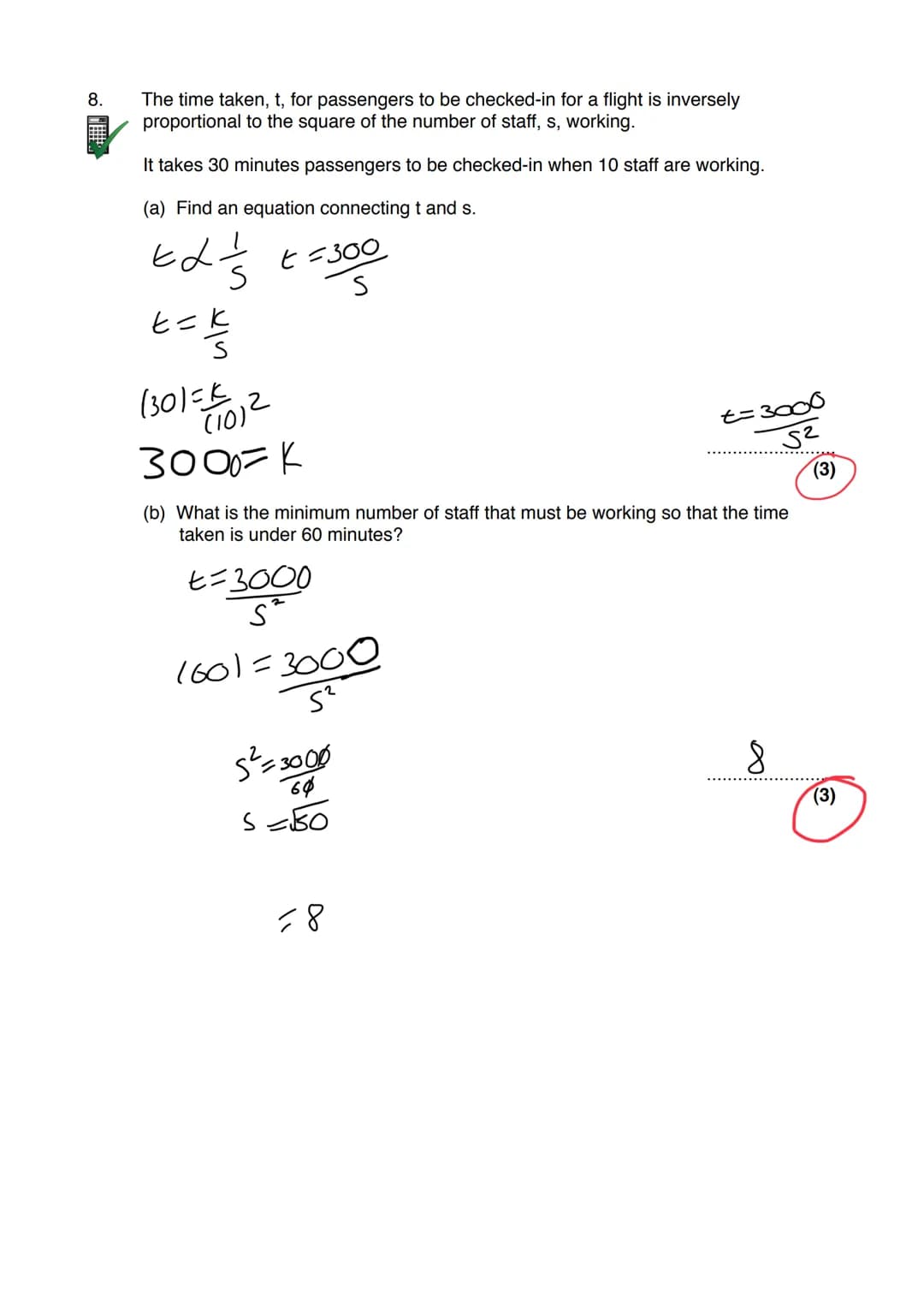 Name:
Exam Style Questions
Direct and Inverse Proportion
Ensure you have: Pencil, pen, ruler, protractor, pair of compasses and eraser
You m