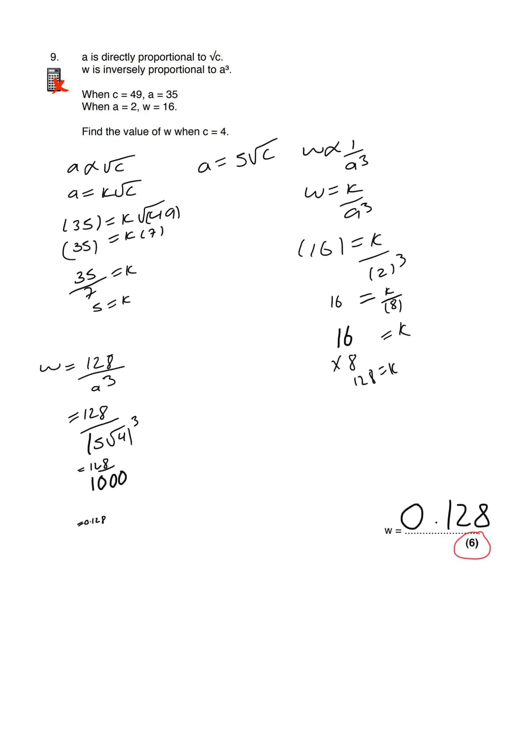 Name:
Exam Style Questions
Direct and Inverse Proportion
Ensure you have: Pencil, pen, ruler, protractor, pair of compasses and eraser
You m