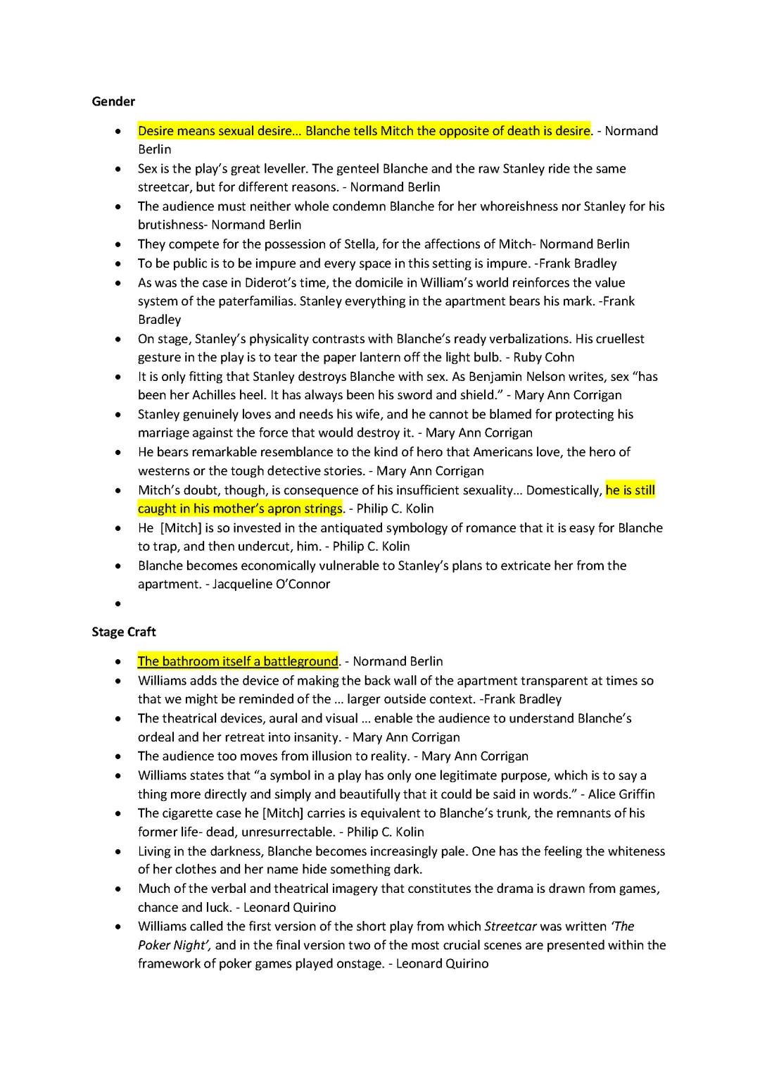 Best Critical quotes for AQA AS English Literature: A Streetcar Named Desire