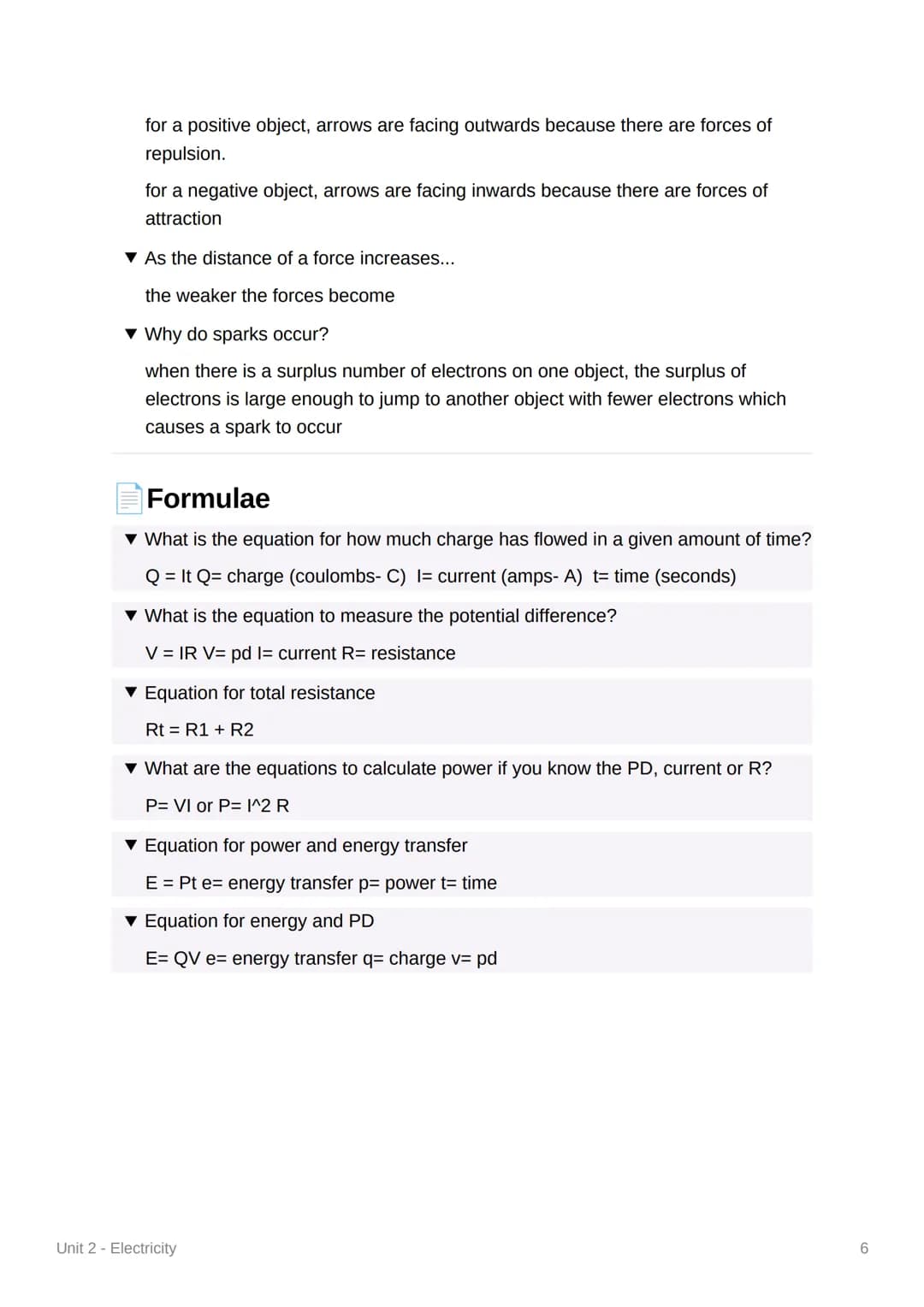 8
Unit 2 - Electricity
4.2.1 Current, Resistance and Potential
Difference
▼ Electrical Current
▼ What is electrical current?
the flow of ele