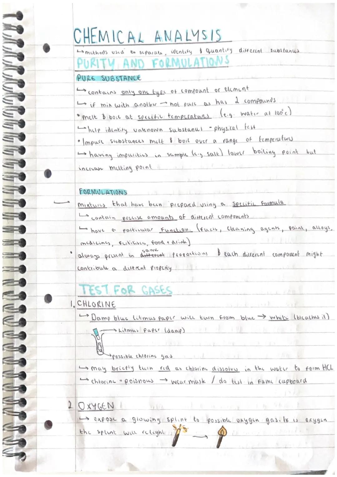 chemical analysis topic: flame tests, test for gases, anions, cations