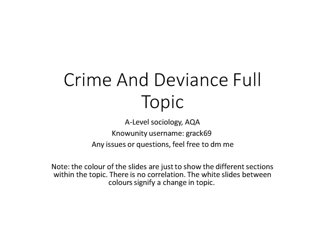 AQA Crime and Deviance Full Topic Revision