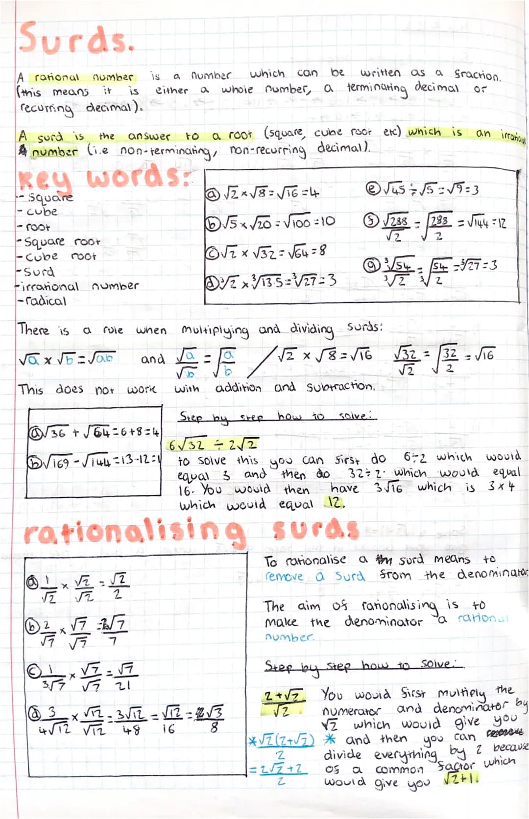 Surds.
A rational
(this means
<-root
-Square root
-cube
root
-Surd
number is
recurring decimal).
A surd is
the answer to a root (square, cub