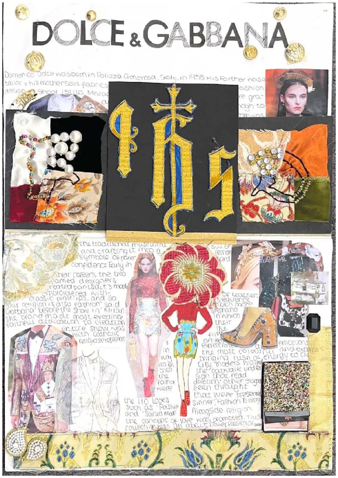 GCSE Textiles - Dolce & Gabbana Artist Research PDF