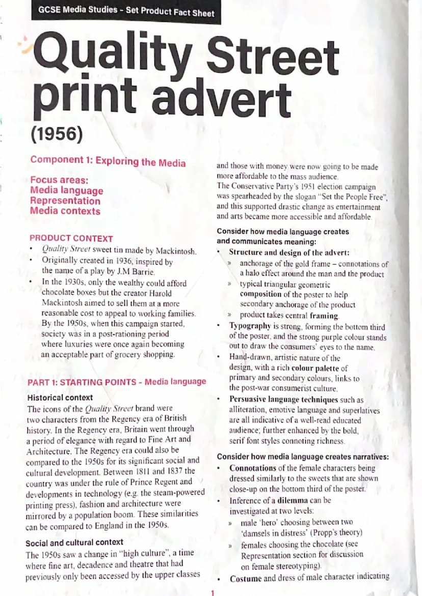 
<h2 id="qualitystreetadvertanalysisgcsemediastudies">Quality Street Advert Analysis GCSE Media Studies</h2>
<p>The Quality Street print adv