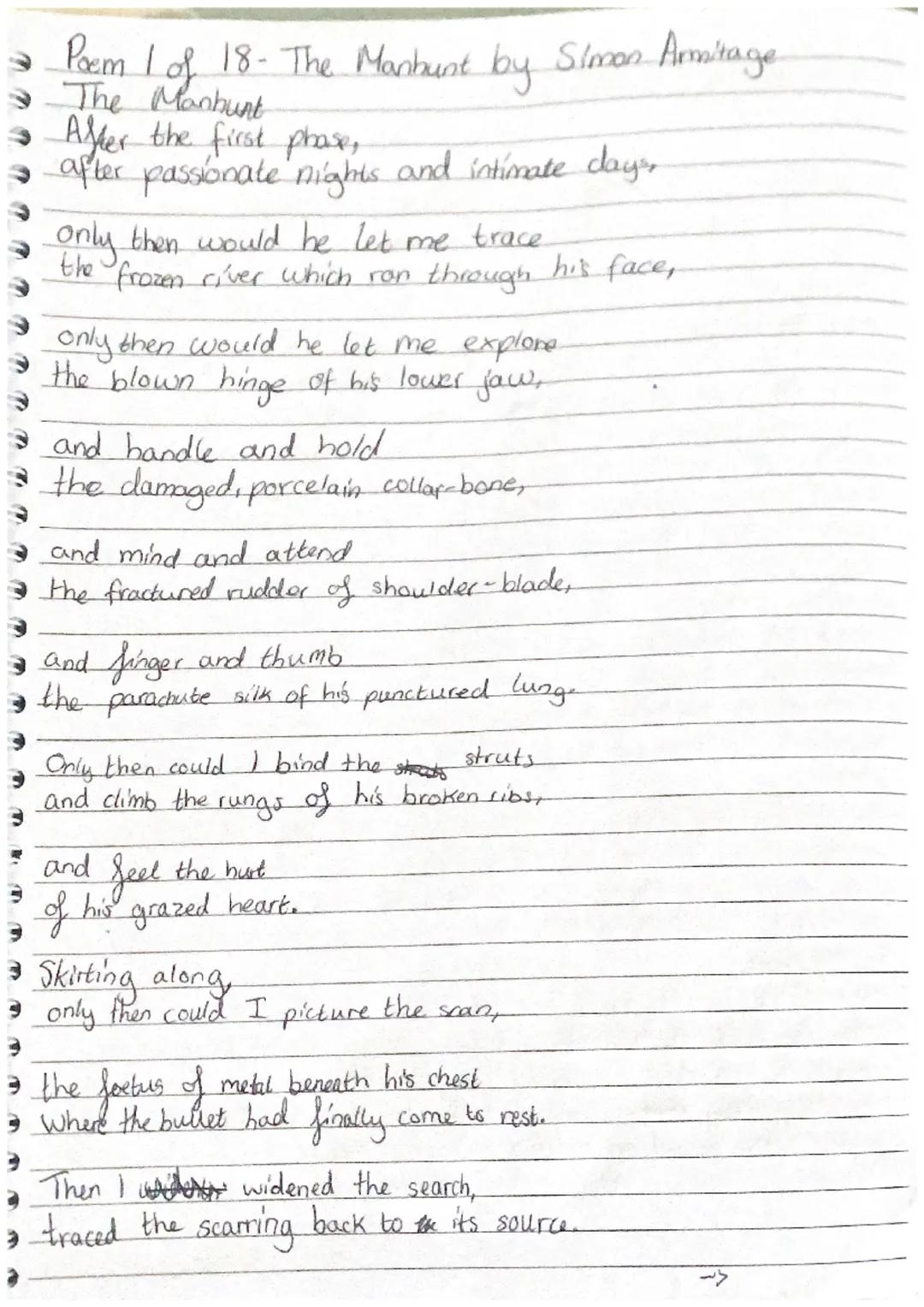 Poem I of 18- The Manhunt by Simon Armitage
→ The Manhunt
→ After the first phase,
→ after passionate nights and intimate days,
@a
and handl
