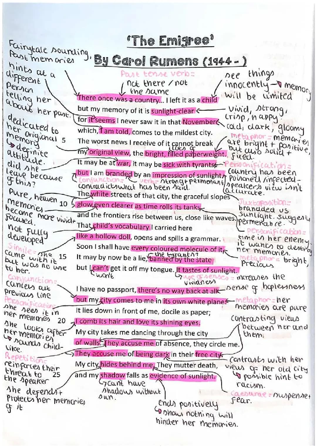 Analysis and Annotations of 'The Emigree' Poem: Themes, Structure, and Meaning