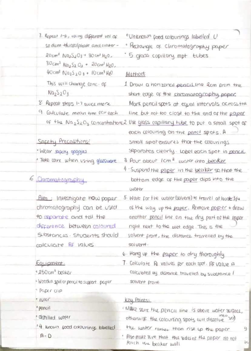 5 Rate of reaction
Investigate how changes in
concentration affect the rates.
of reaction by both measuring the
volume of a gas produced and