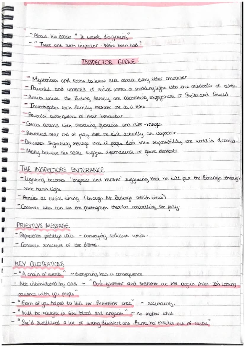 AN INSPECTOR CALLS
THEMES
- Life
Social class
•Capitation vs socialism
Individual vs
-Young
vs old
-Rich vs poor
responsibility
-Family
--Gu