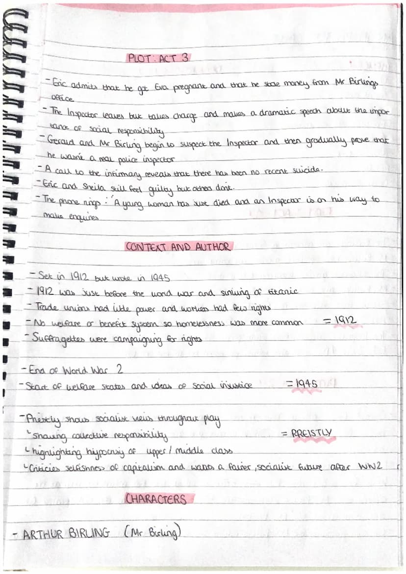 AN INSPECTOR CALLS
THEMES
- Life
Social class
•Capitation vs socialism
Individual vs
-Young
vs old
-Rich vs poor
responsibility
-Family
--Gu