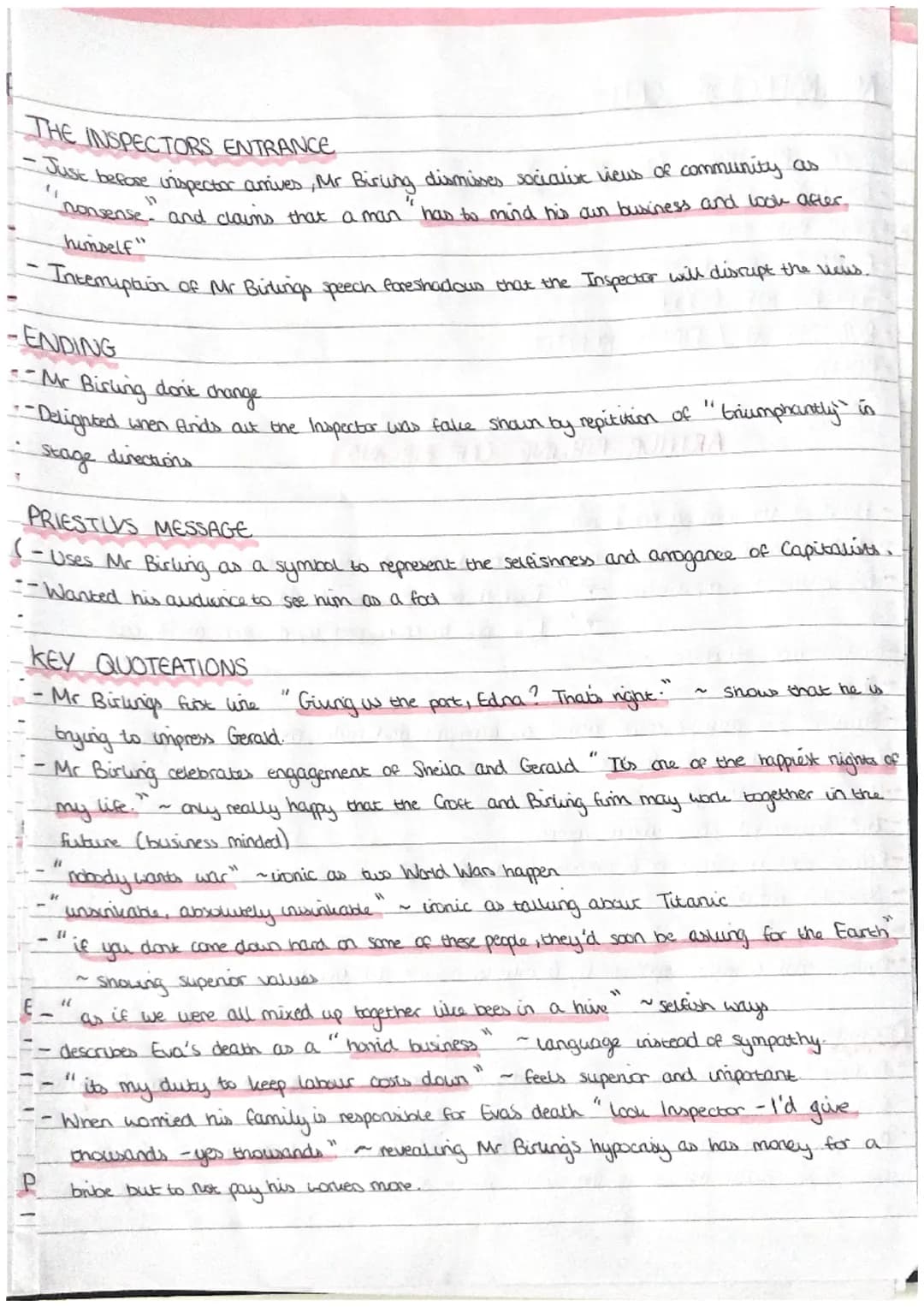 AN INSPECTOR CALLS
THEMES
- Life
Social class
•Capitation vs socialism
Individual vs
-Young
vs old
-Rich vs poor
responsibility
-Family
--Gu