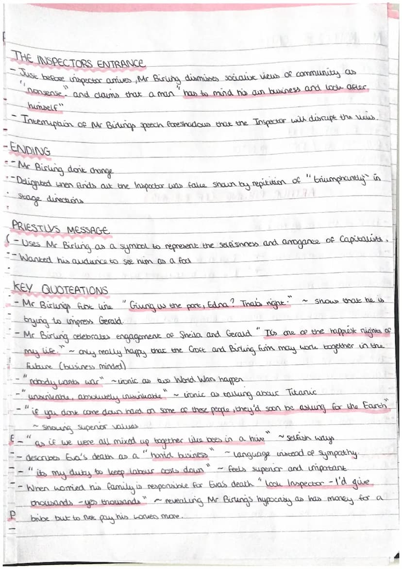 AN INSPECTOR CALLS
THEMES
- Life
Social class
•Capitation vs socialism
Individual vs
-Young
vs old
-Rich vs poor
responsibility
-Family
--Gu