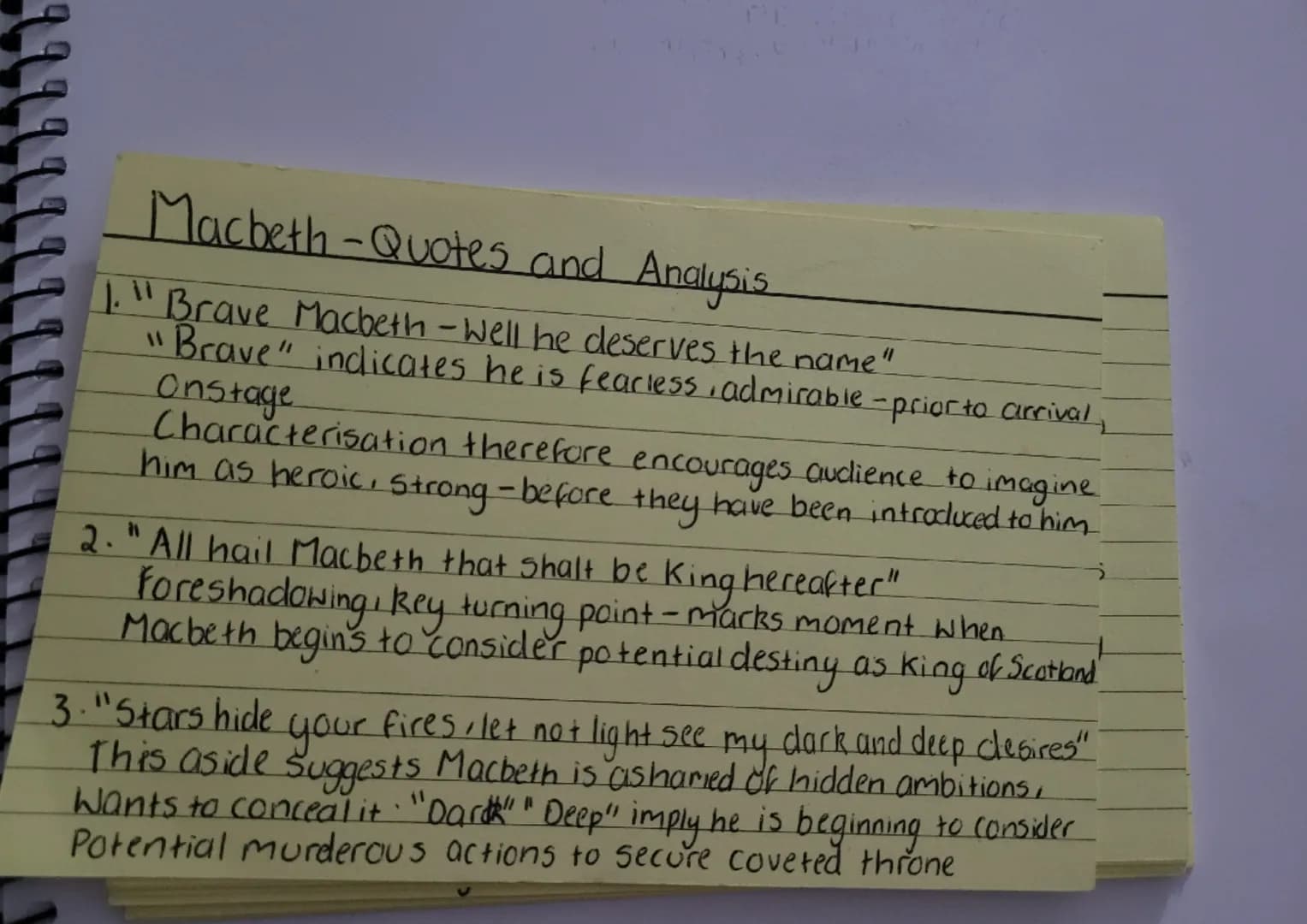 Macbeth-Quotes and Analysis.
1." Brave Macbeth - well he deserves the name"
"Brave" indicates he is fearless, admirable-prior to arrival,
On