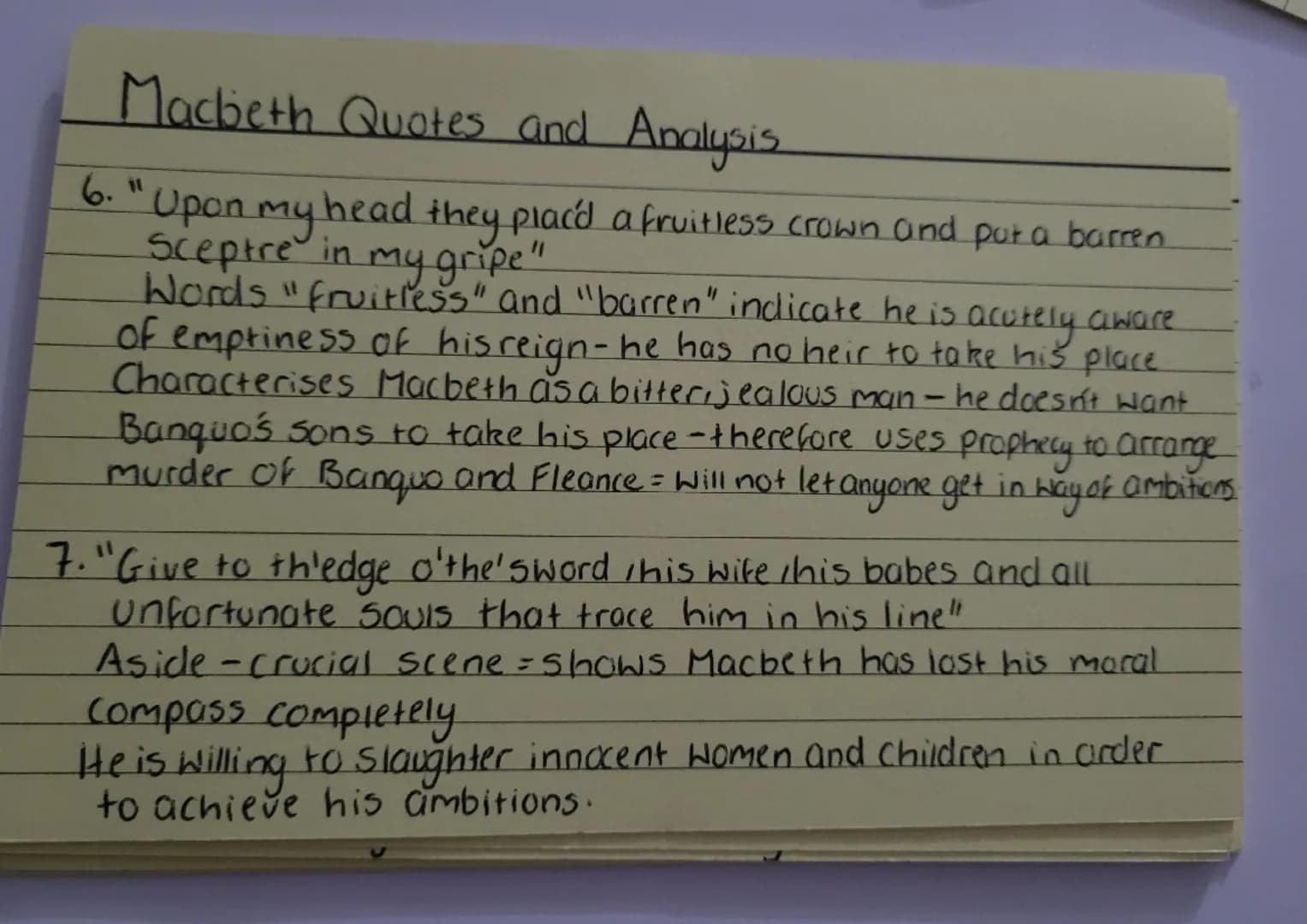 Macbeth-Quotes and Analysis.
1." Brave Macbeth - well he deserves the name"
"Brave" indicates he is fearless, admirable-prior to arrival,
On