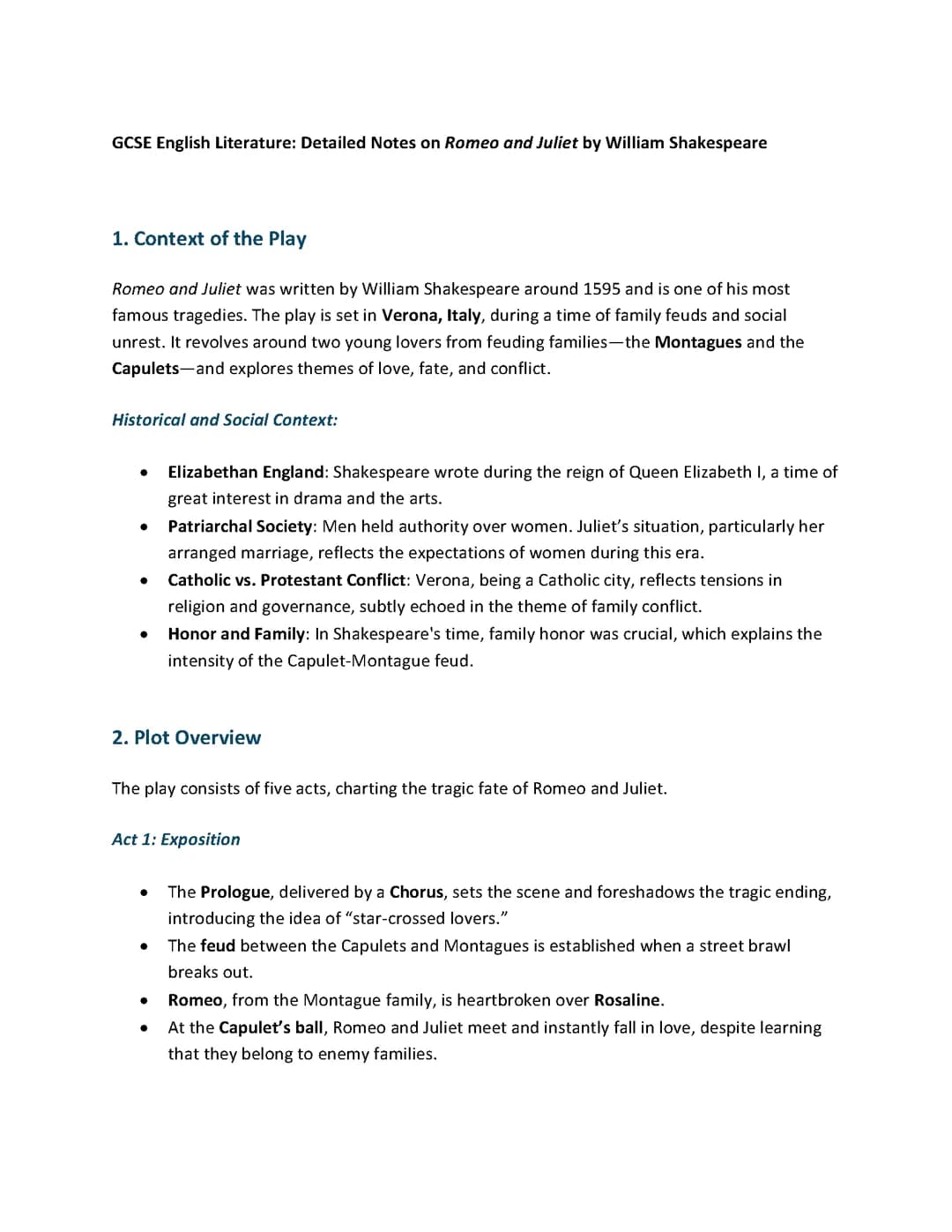 Romeo and Juliet detailed overview