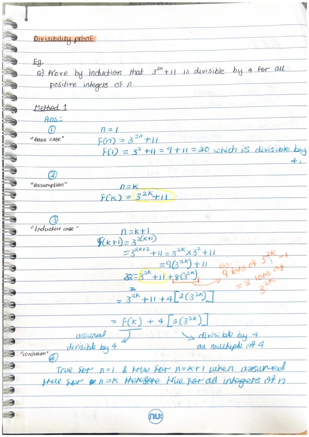 ●
8- Preet by induction
we can use proof by induction whenever we want to
show some properly holds for all integers (usually positive
up to 