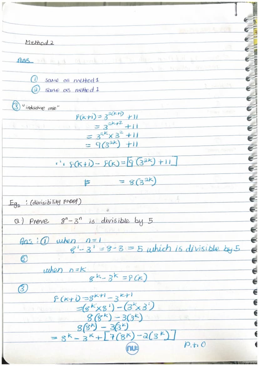 ●
8- Preet by induction
we can use proof by induction whenever we want to
show some properly holds for all integers (usually positive
up to 