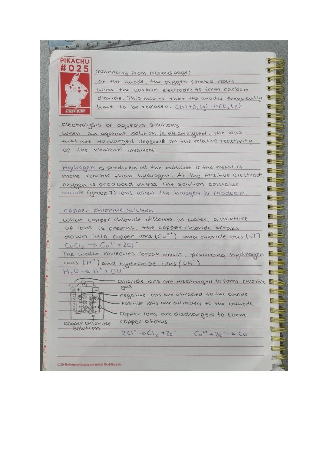 PIKACHU
#025

POKEMON

electrolysis
when an ionic compound is dissolved in water or
mchat melted to form an electrolyte, ins ions are
free t