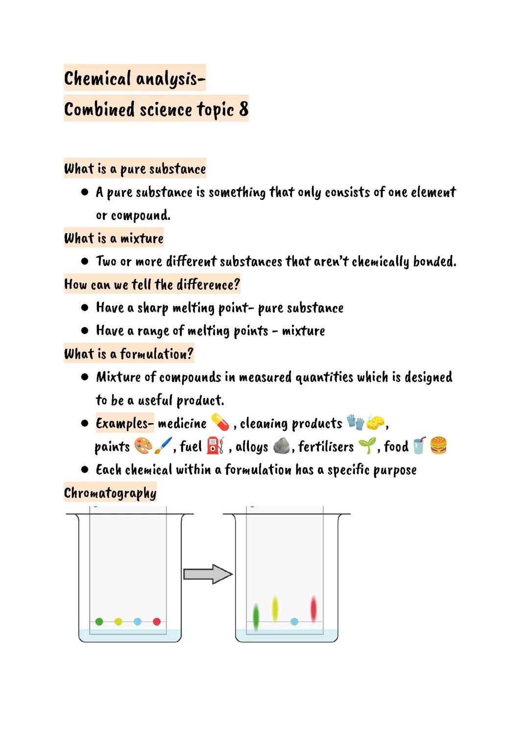 Chemical analysis- Combined science topic 8