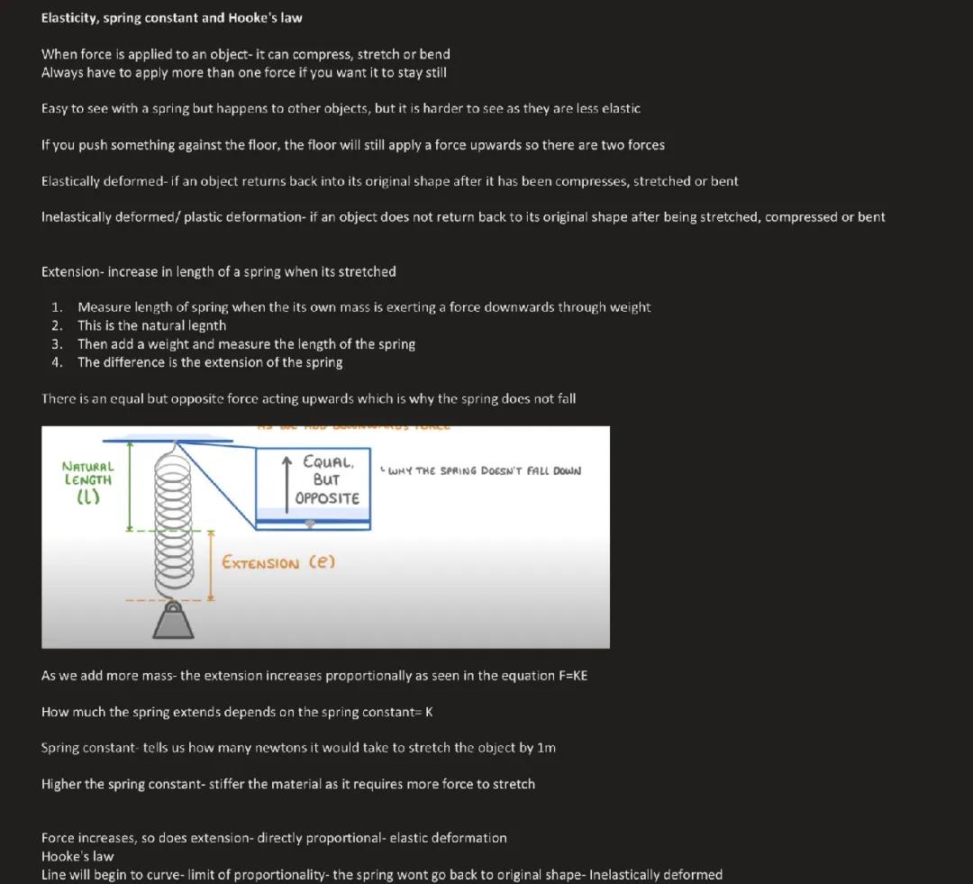 GCSE physics- elasticity, spring constant and Hookes Law