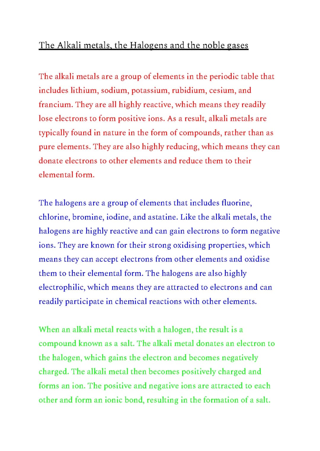 GCSE Chemistry: Detailed Notes on Alkali Metals, Halogens & Noble Gases PDF