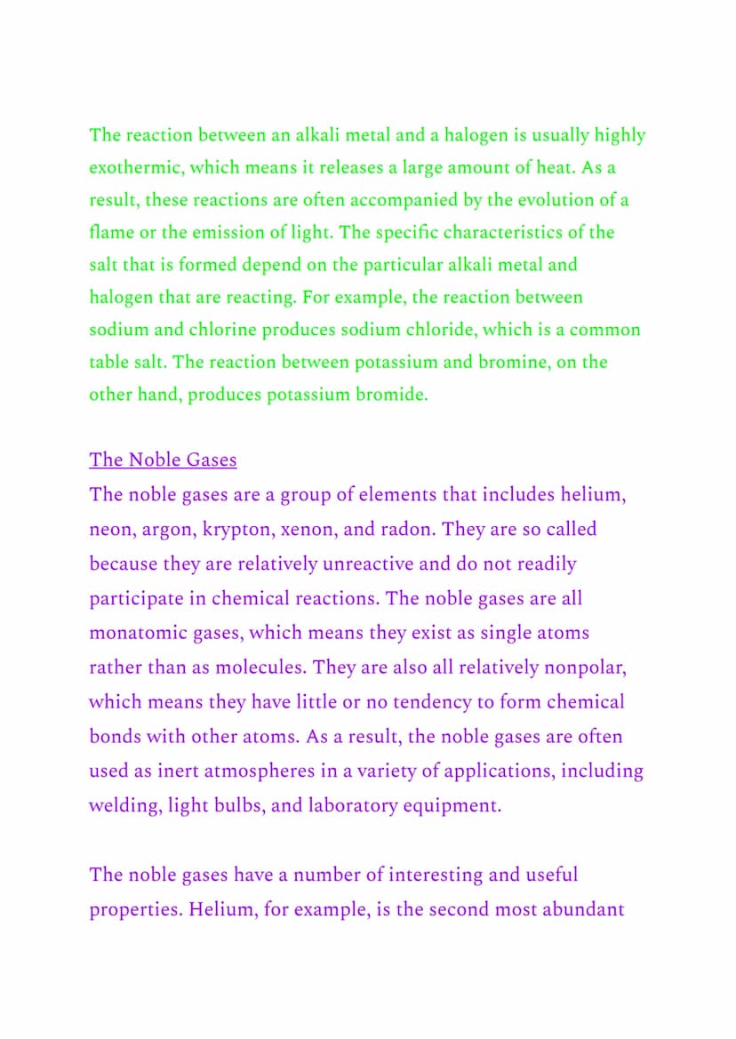 The Alkali metals, the Halogens and the noble gases
The alkali metals are a group of elements in the periodic table that
includes lithium, s
