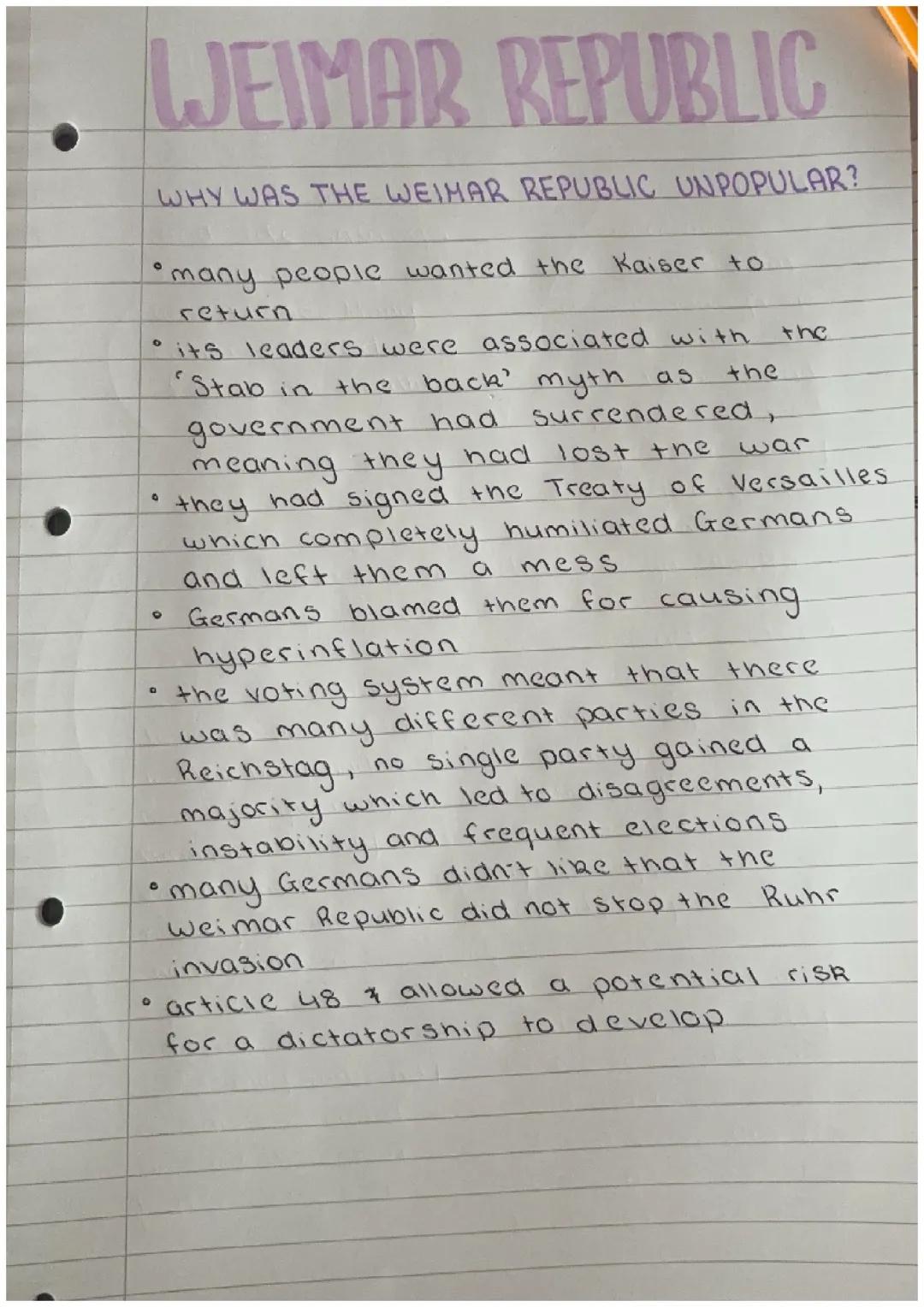 Unpopularity of the Weimar Republic