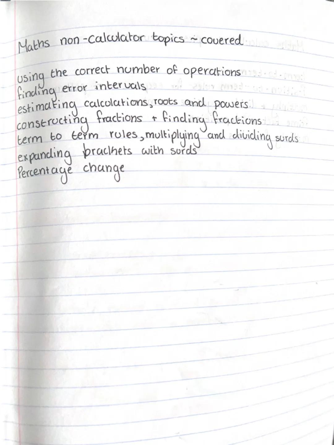 Maths non calc and calc revision