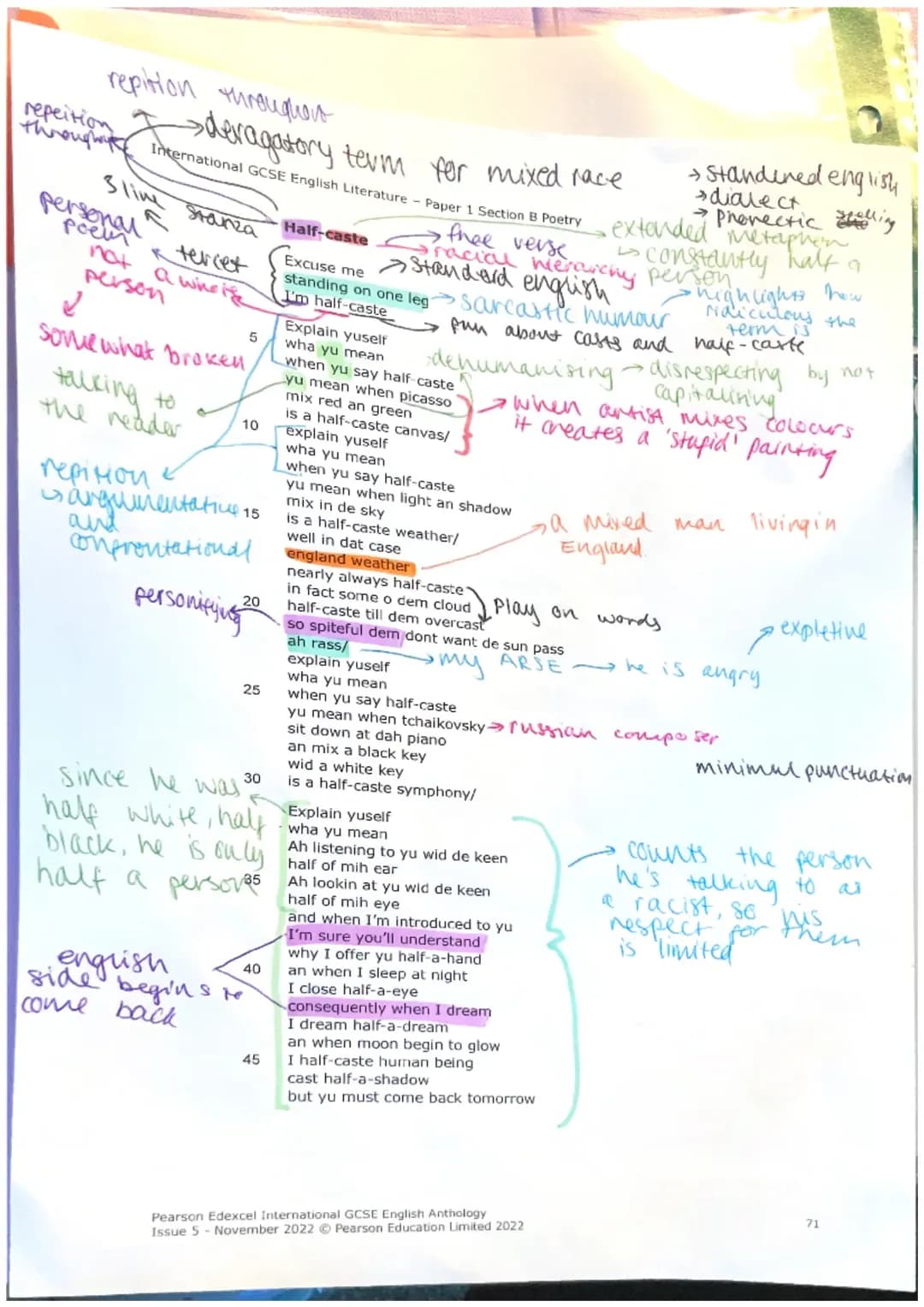 Edexcel IGCSE English: Half-Caste Poem Analysis & Themes