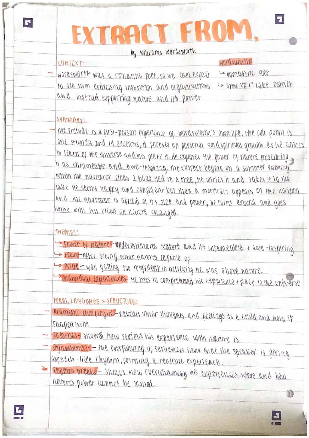 Extract from: The Prelude poem