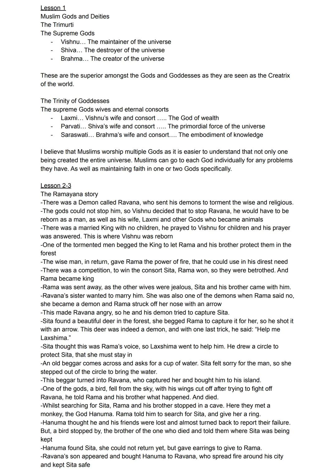 Lesson 1
Muslim Gods and Deities
The Trimurti
The Supreme Gods
Vishnu... The maintainer of the universe
Shiva... The destroyer of the univer