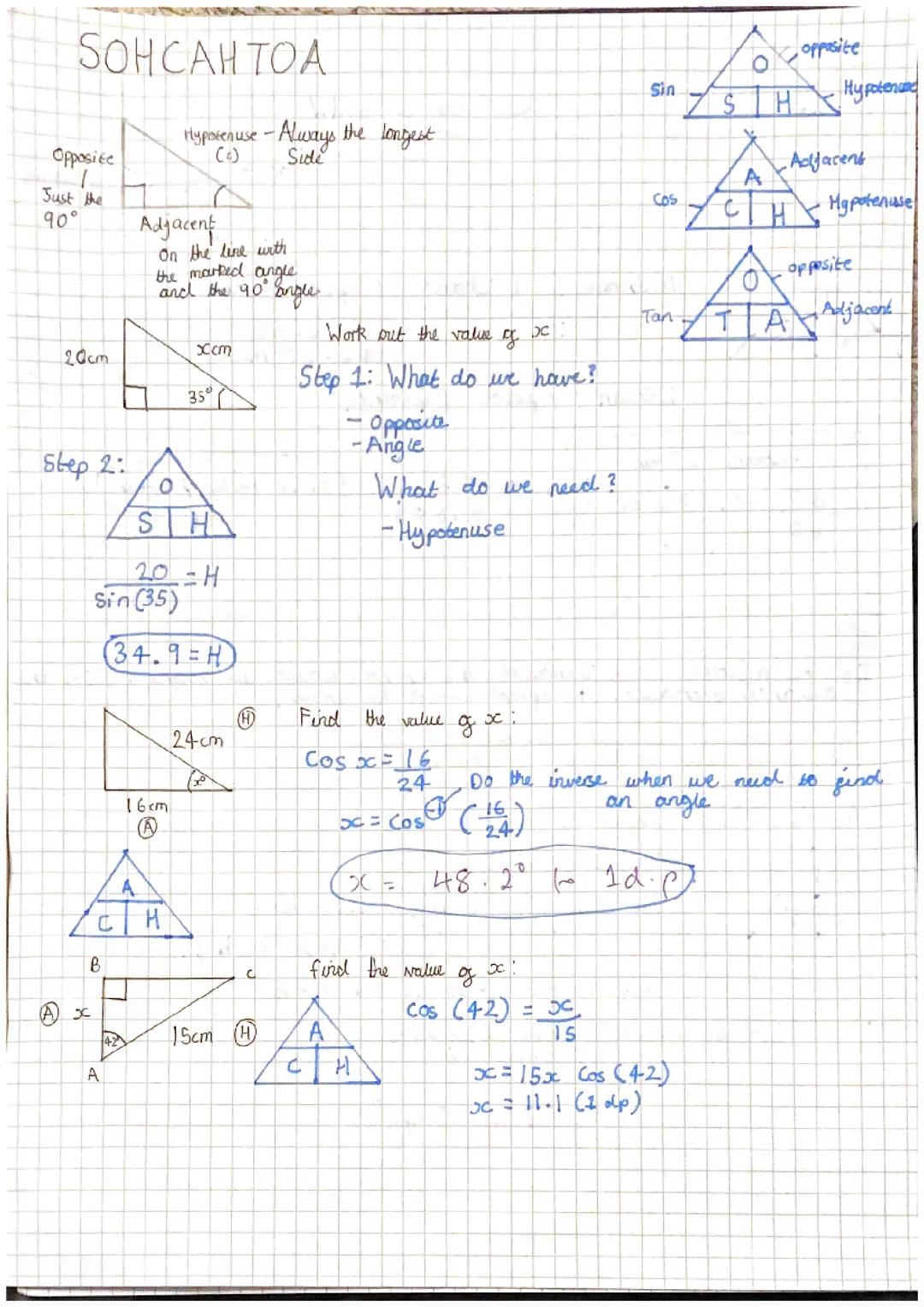 SOHCAHTOA and Pythagoras 